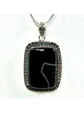Black Botswana Agate 925 Gemstone Pendant